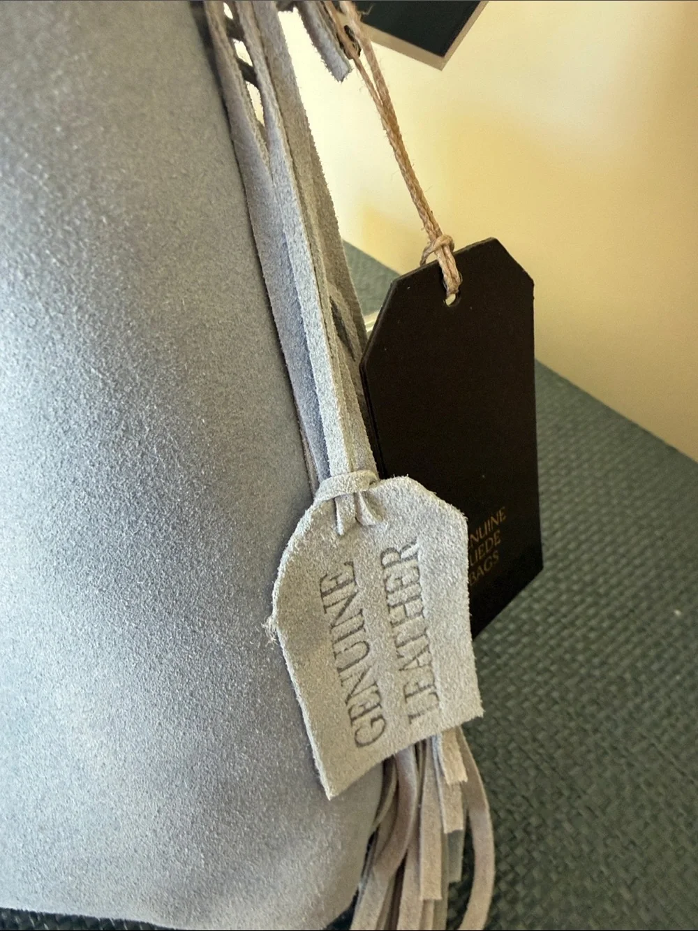 Suede Leather Hobo Crossbody Bag Light Blue NWT Western